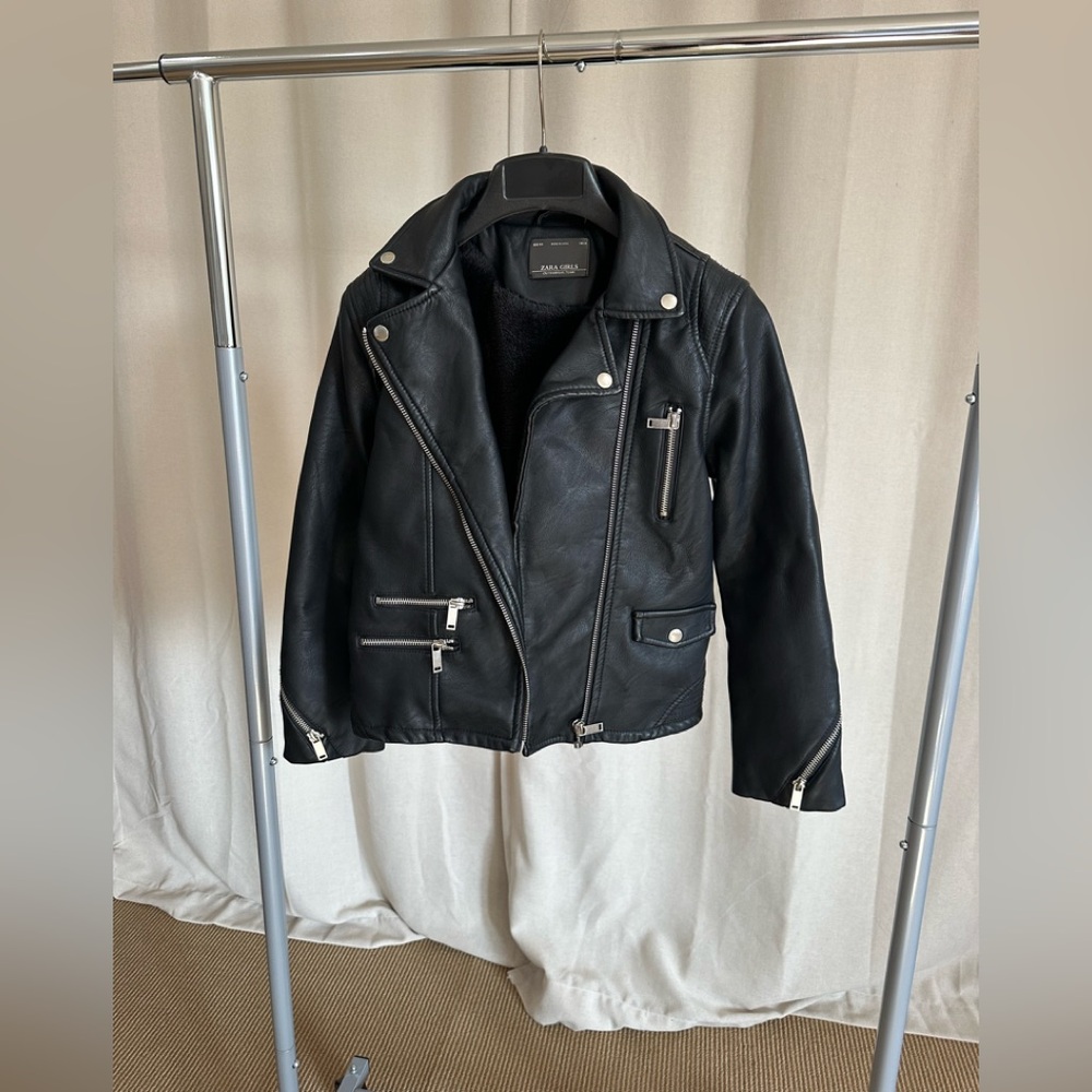 Zara Girls fleece lined leather jacket